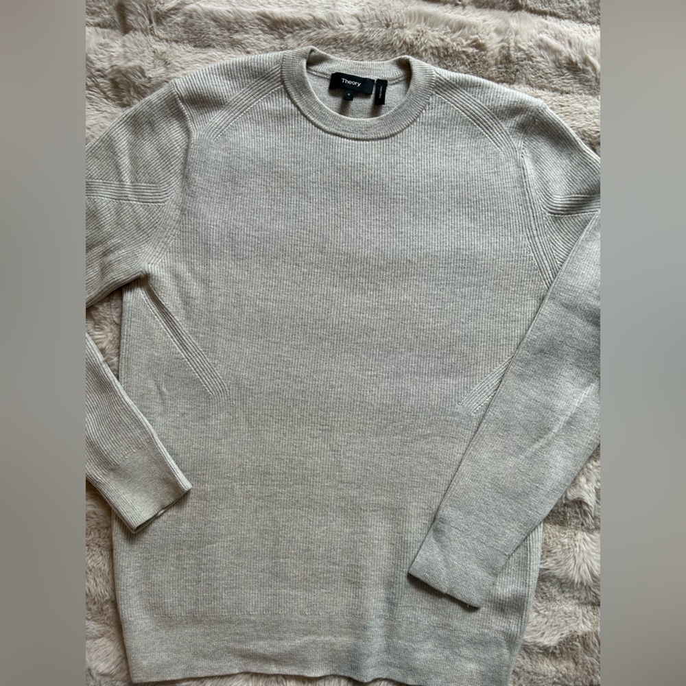 Theory Cream Knit Sweater 100% Merino Wool